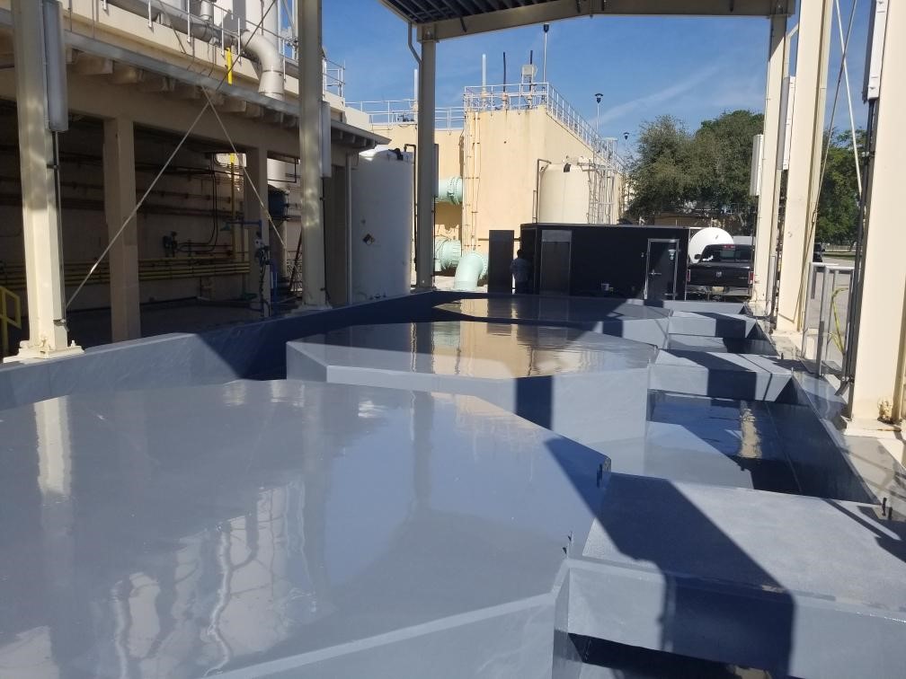 Outdoor municipal containment coated with Primetech 21 and topcoated with Protech 9072SC